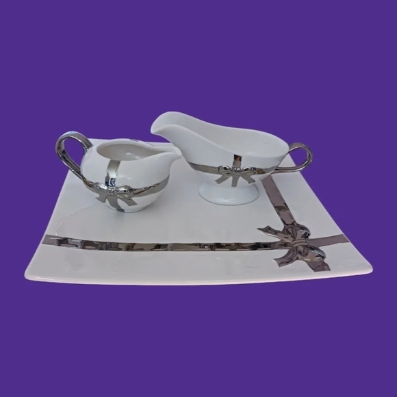 Cynthia Rowley set of 3 pcs bow serving - Picture 2 of 5